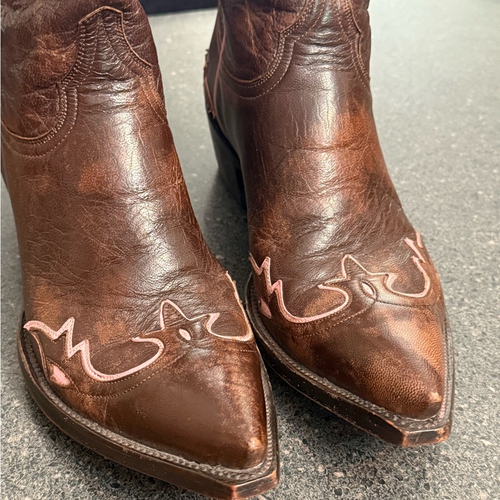Old Gringo Villa Brown and Pink Leather Western Cowboy Boots size 8.5B Women's - Picture 7 of 8